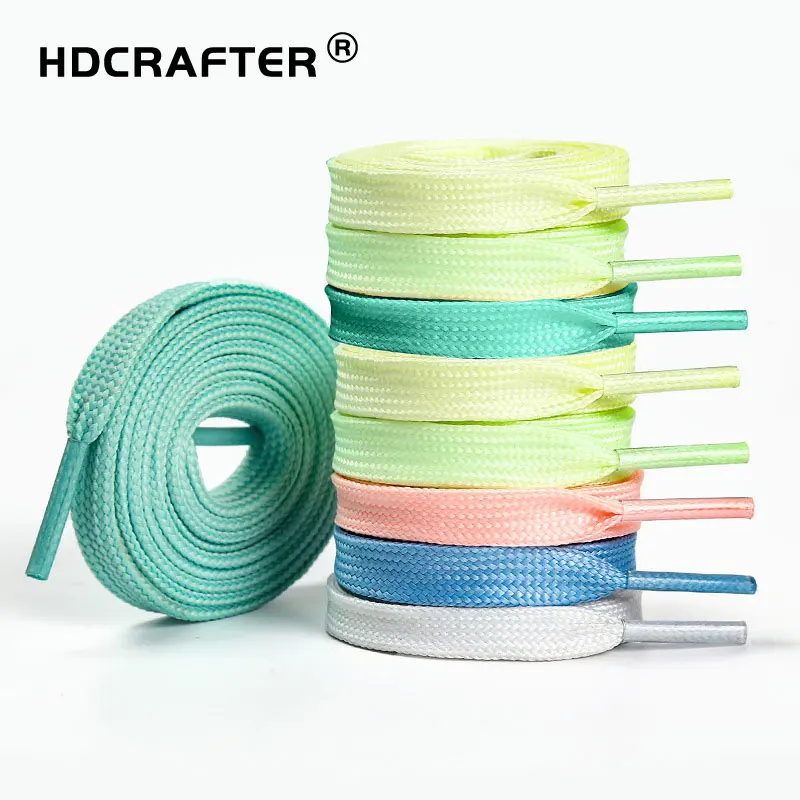 

HDCRAFTER Luminous reflective 8mm polyester double-layer hollow flat shoelace small white shoe decorative shoelace, Picture color