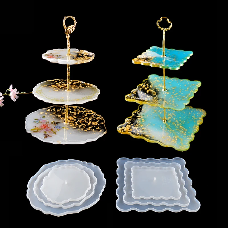 

Three Layer Tray Resin Mold Kit UV Resin Table Decoration DIY Geode Coaster Silicone Craft Cake Mold Jewelry Making Tools