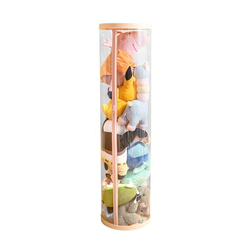 

Stuffed Animal Baby Toy Organizer Plastic Round Cylinder Storage for Toys