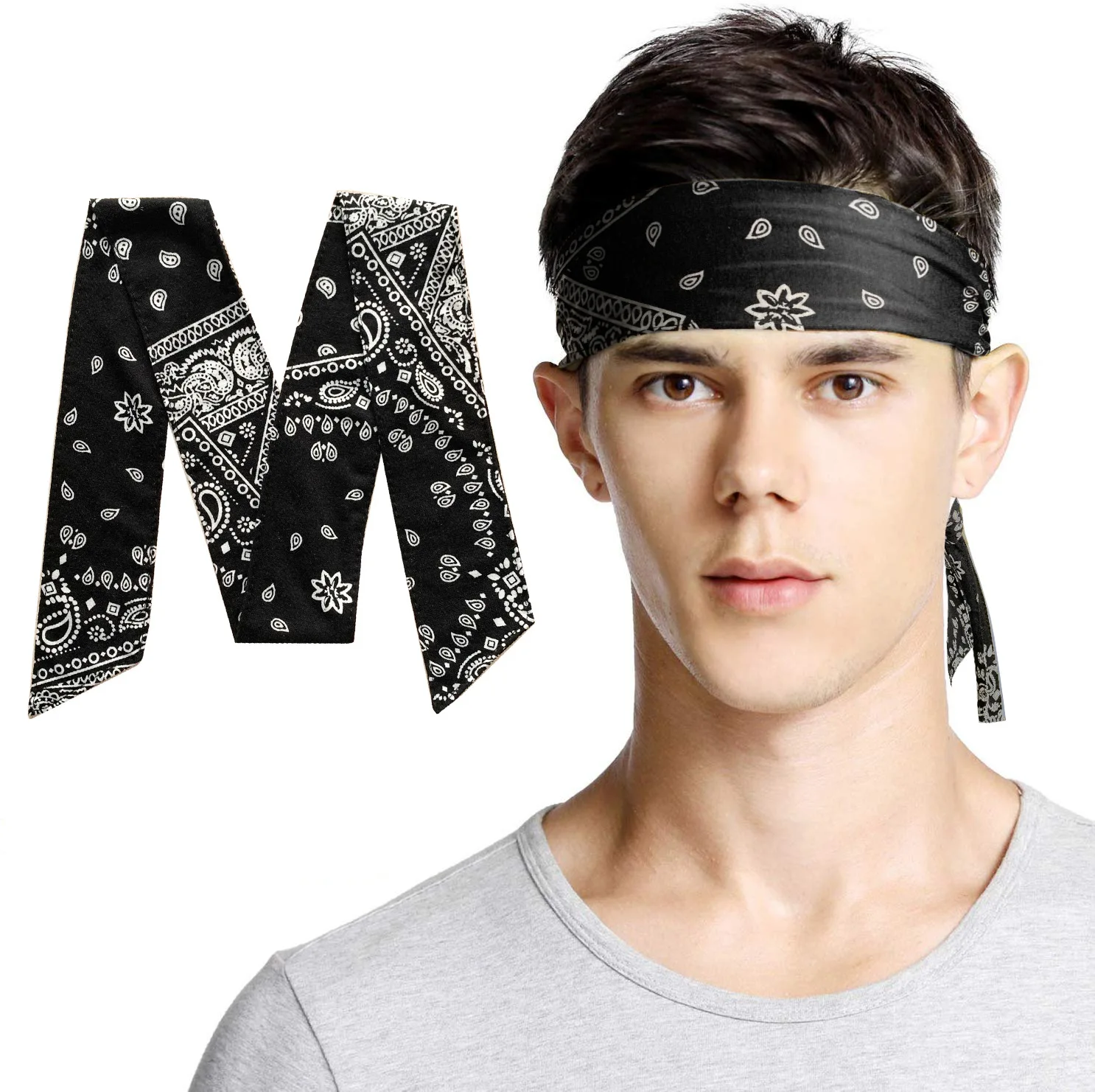 

Hip Hop Print Cashew Flower Paisley Head Bands Elastic Sports Running Tennis Ninja Tie Back Headbands For Men Women