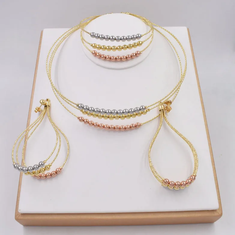 

New Set Wholesale Fashion Jewelry Set Brighter Dubai Gold Color Jewellery For Women's Anniversary Party Birthday NT0069