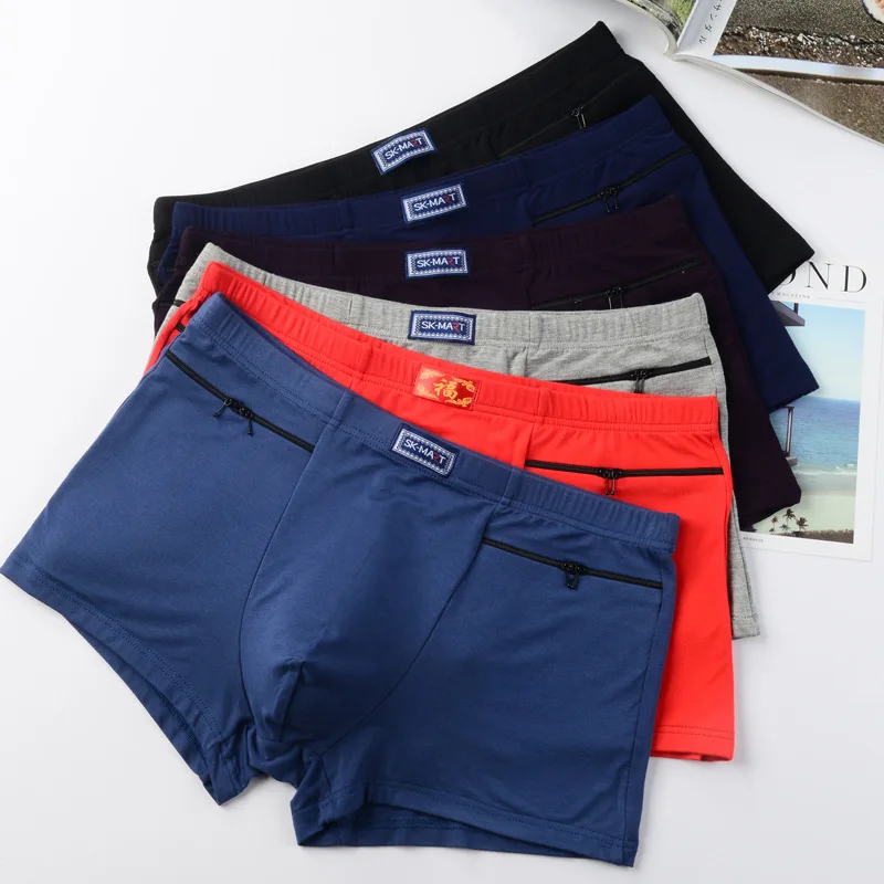 

New Style Men's Underwear Modal Anti-theft Pants Double Zipper Fashionable Men's Pocket Shorts Underwear