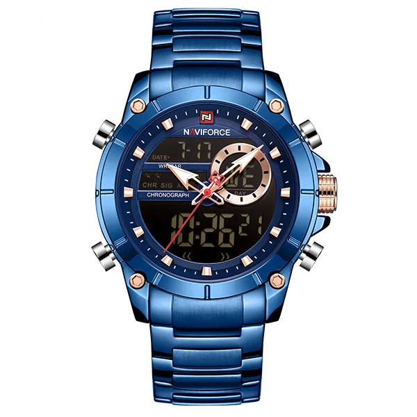 

Luxury Brand NAVIFORCE Men Waterproof Full Steel Watches Men's Quartz LED Digital Clock Male Relogio Masculino