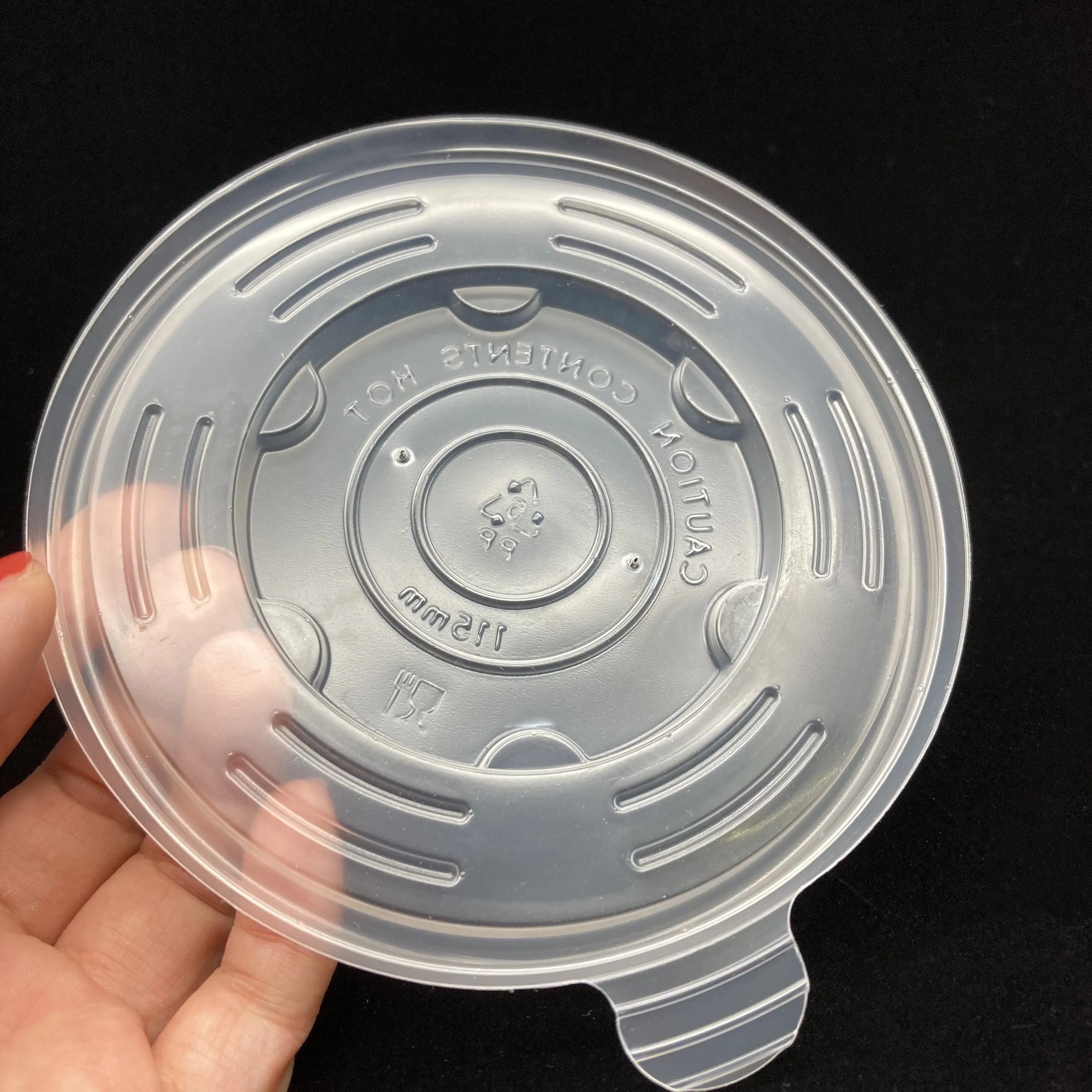 Disposable Round 115mm Soup Bowl Cap Kraft Paper Bowl Food Container Pp