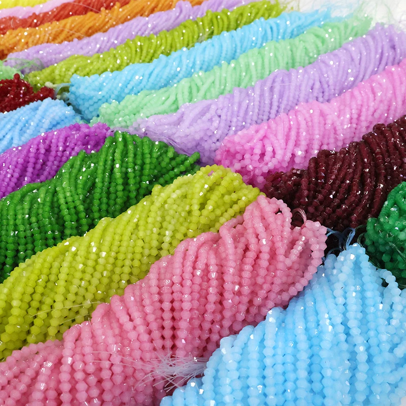 

Hot selling 2mm 3mm 4mm glass bicone beads colorful crystal beads