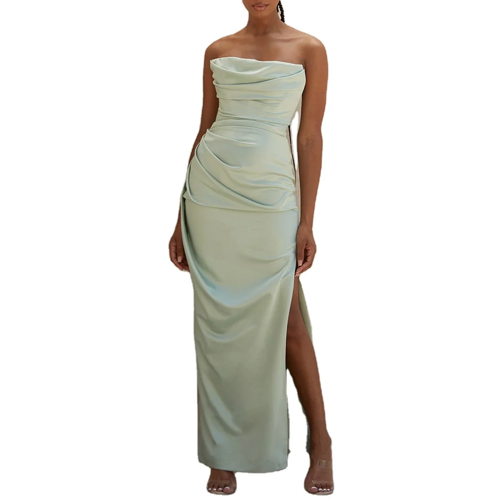 

2020 hot sale women clothing slit off shoulder tube dresses solid long sleeve plus size dress evening dresses, White/oem