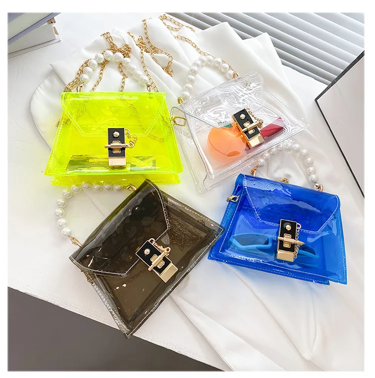 

Summer New Arrival Candy Color Clear Jelly Handbag Chain Crossbody Shoulder Hand Purse Bag And Women Handbags