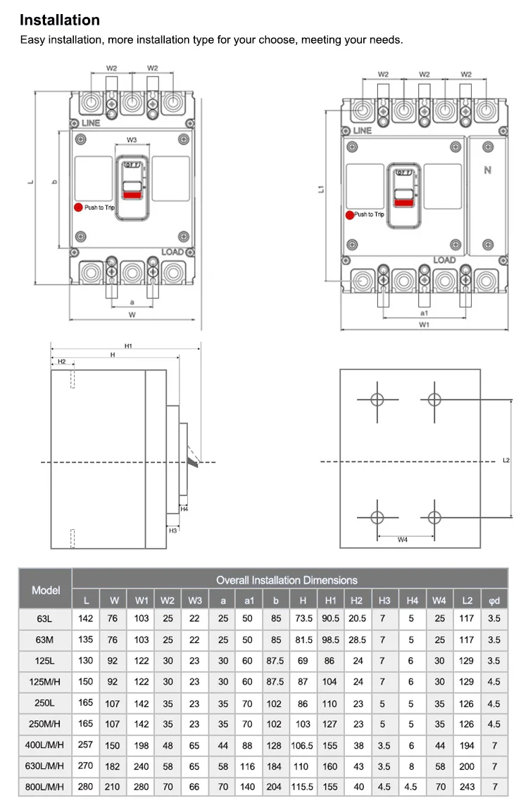 Mccb Manufacturer 3 Phase Circuit Breaker Overload Protection Ac 400v