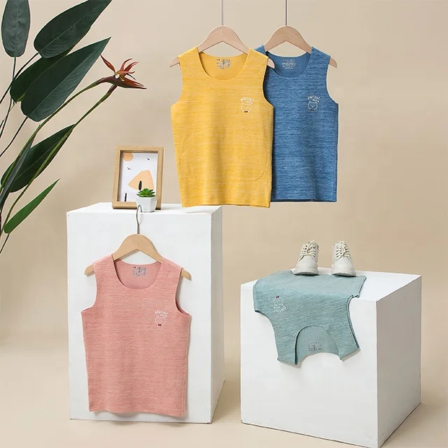 

Wholesale Winter Children Clothing Baby Vest Thermal Cloth Boy Girl Tank Tops The Clothing Has Patch Material On The Abdomen