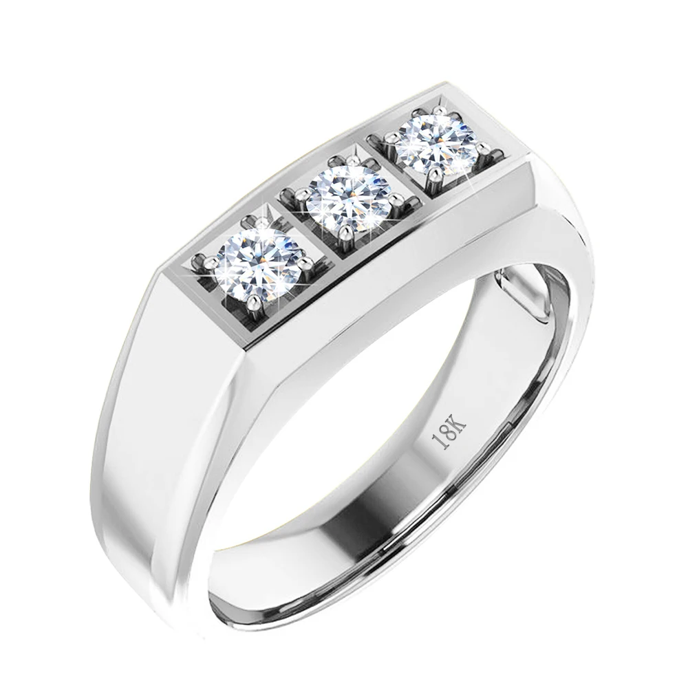 

Luxury Men's Gold Fine Jewelry Engagement Wedding Ring Party D Color VVS1 3 stone Moissanite Diamond 10K 14K gold ring men real