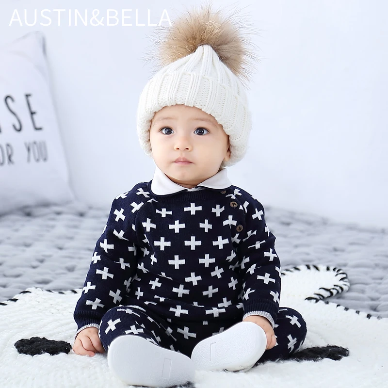 

AustinBella/wholesale boutique high quality designer winter baby clothes set baby boys' sweaters