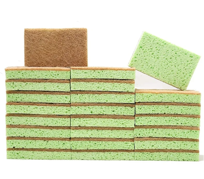 

Amazon Hot Sale Biodegradable Eco-Friendly Non-Scratch Cellulose Coconut Kitchen Cleaning Scrubber Sponge And Scrub Pad, As picture or customize