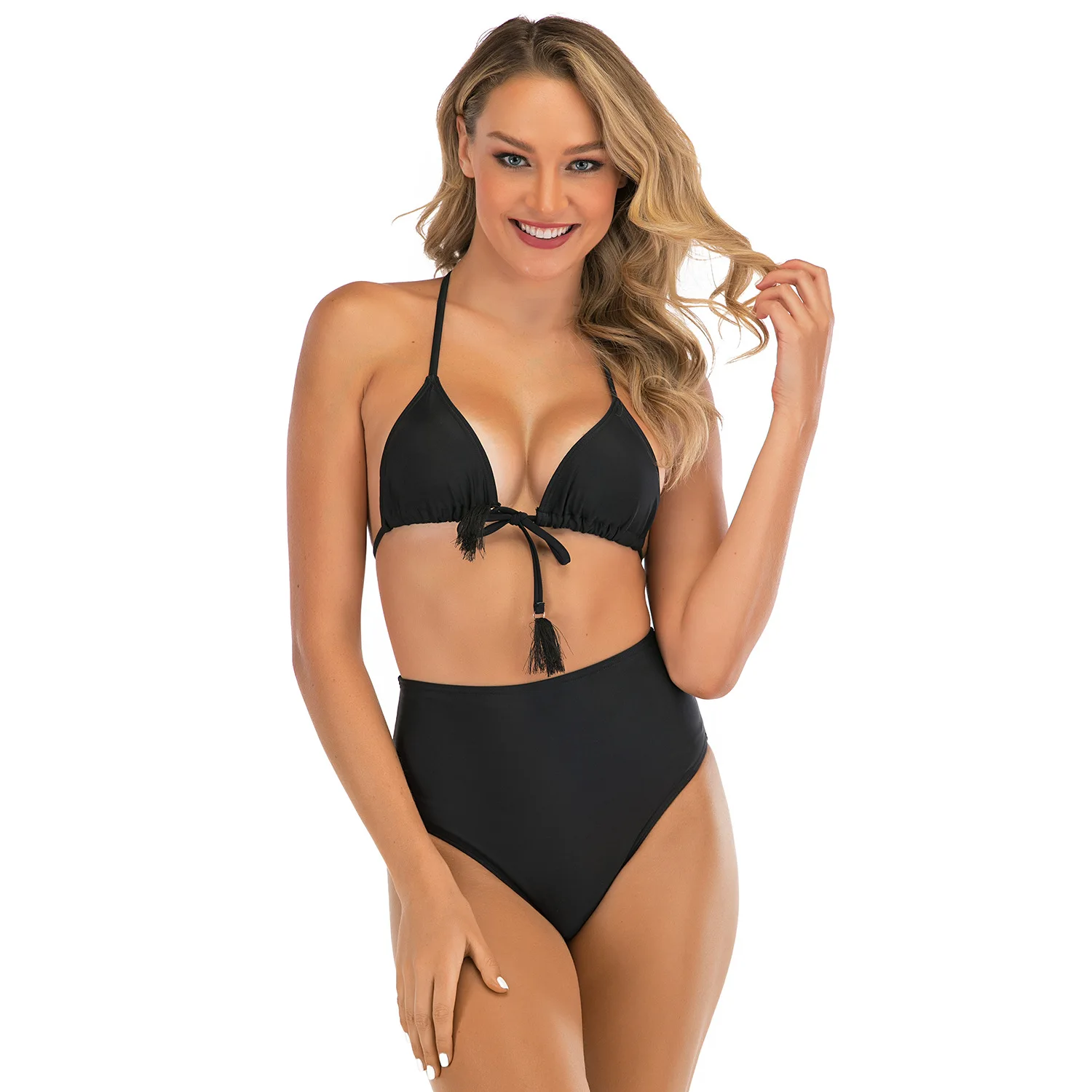

2022 new strap Amazon split triangle bikini women's high waist bikini sexy swim suit swimwear