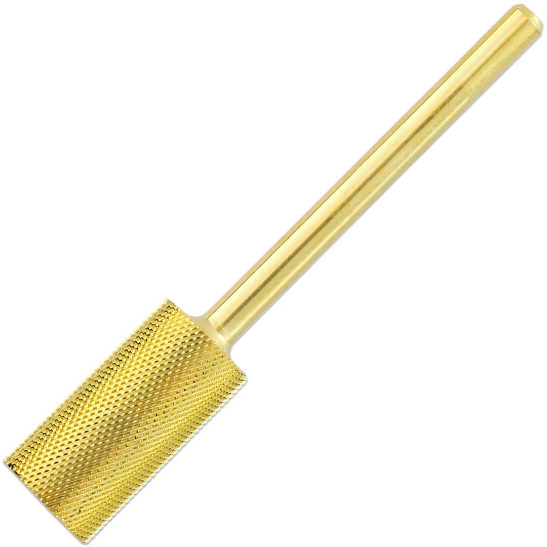 

Koofar Professional 3/32" Shank Size Flat Top Small Barrel Carbide Bit Extra Fine Grit Gold Nail Drill Bit for Dremel Machine