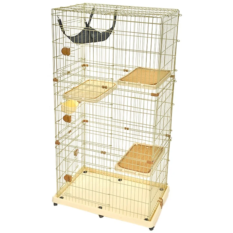 

Foldable PP & Iron Wire Material Big Cheap Pet Cat Breeding Cage Enclosures Cat Cage 3 Layer