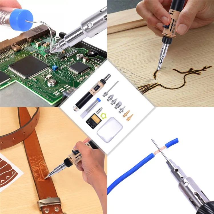 Green Mini Gas Soldering Iron Kit Cordless Selfignition Welding Gun Torch Repair Soldering