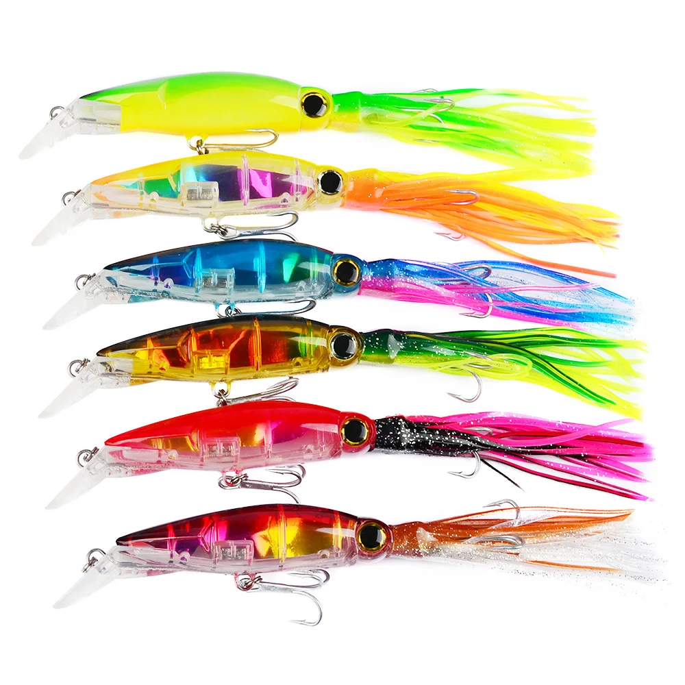 

14cm 40g Hard Octopus Squid Skirts Fishing Lures Fish Casting Bionic Artificial Swimbait with Skirt Tail Squid Fishing Lures