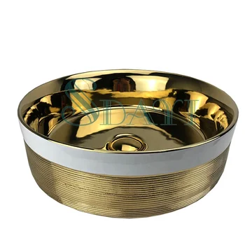 Keramik Goldene Farbe Waschbecken Waschbecken Badezimmer Luxus Gold
