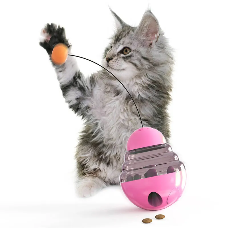 

Automatic Pet Food Feeder Portable Rotating Pet Cat Toy Funny Tumbler Slow Food Leaking Feeder Ball Interactive Toy, Mix color