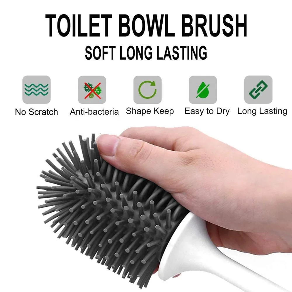 
Anti-bacterial Silicone Toilet Brush No Scratch Soft Toilet Cleaner Brush 