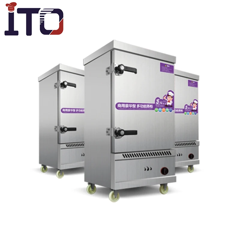 

Gas 6/8//10/12/24 tray rice bun cabinet gas food Steamer for restaurant # ITO GD8
