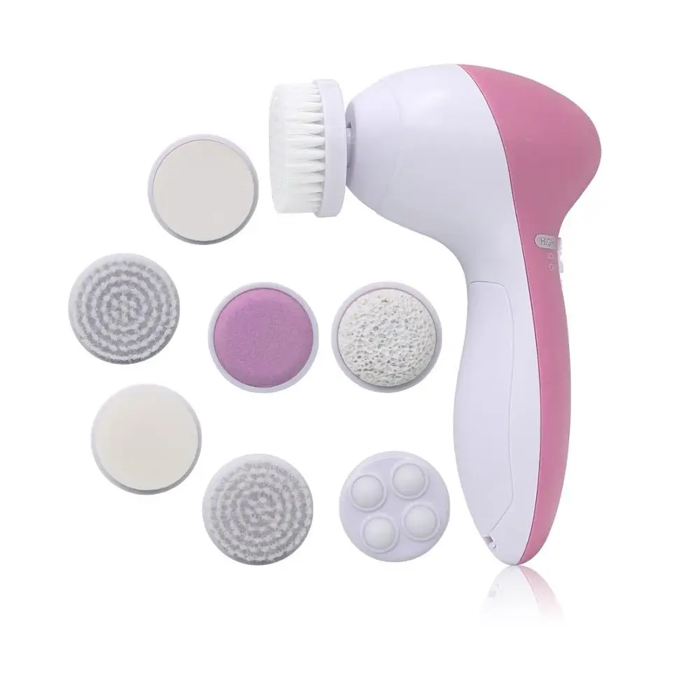

Facial Cleansing Brush Waterproof Face Spin Brush Set with 5 Brush Heads, Pink