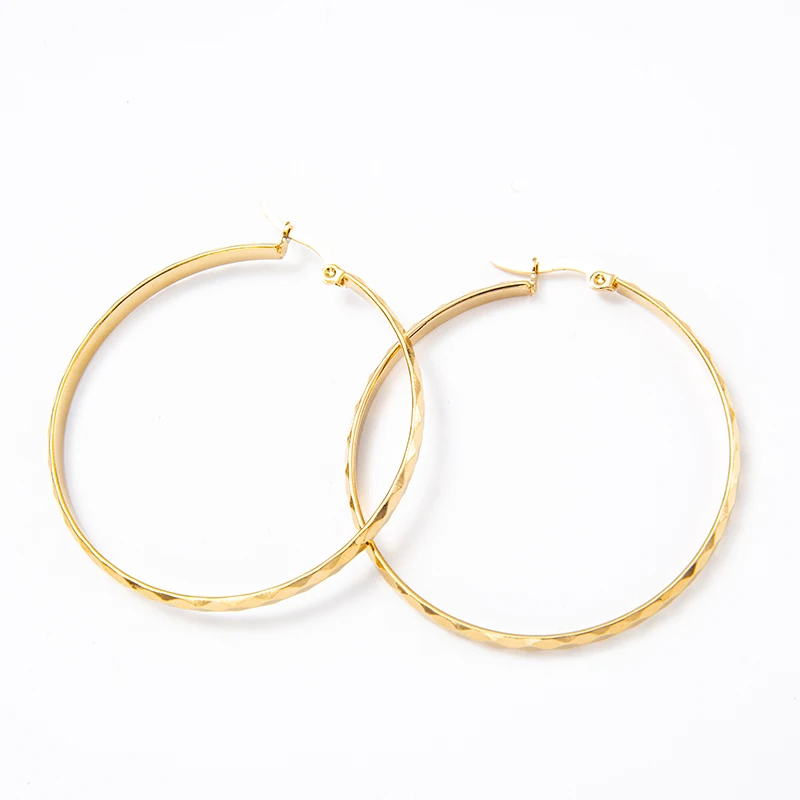 

Beautiful Jewelry Titanium Steel Multi Wave Pattern Hoop Earrings Geometric Stainless Steel Shaped Twist Chunky Earring