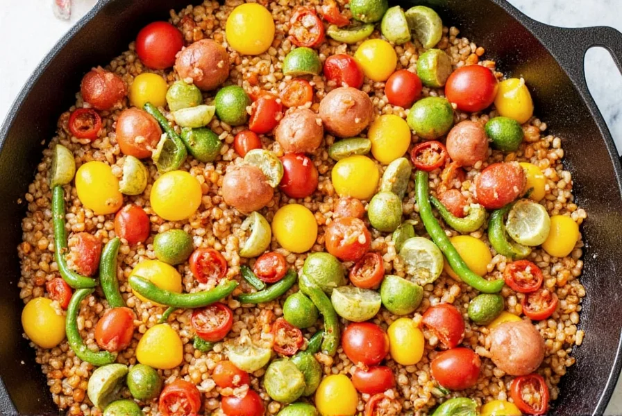 Chopped red bell peppers and green beans