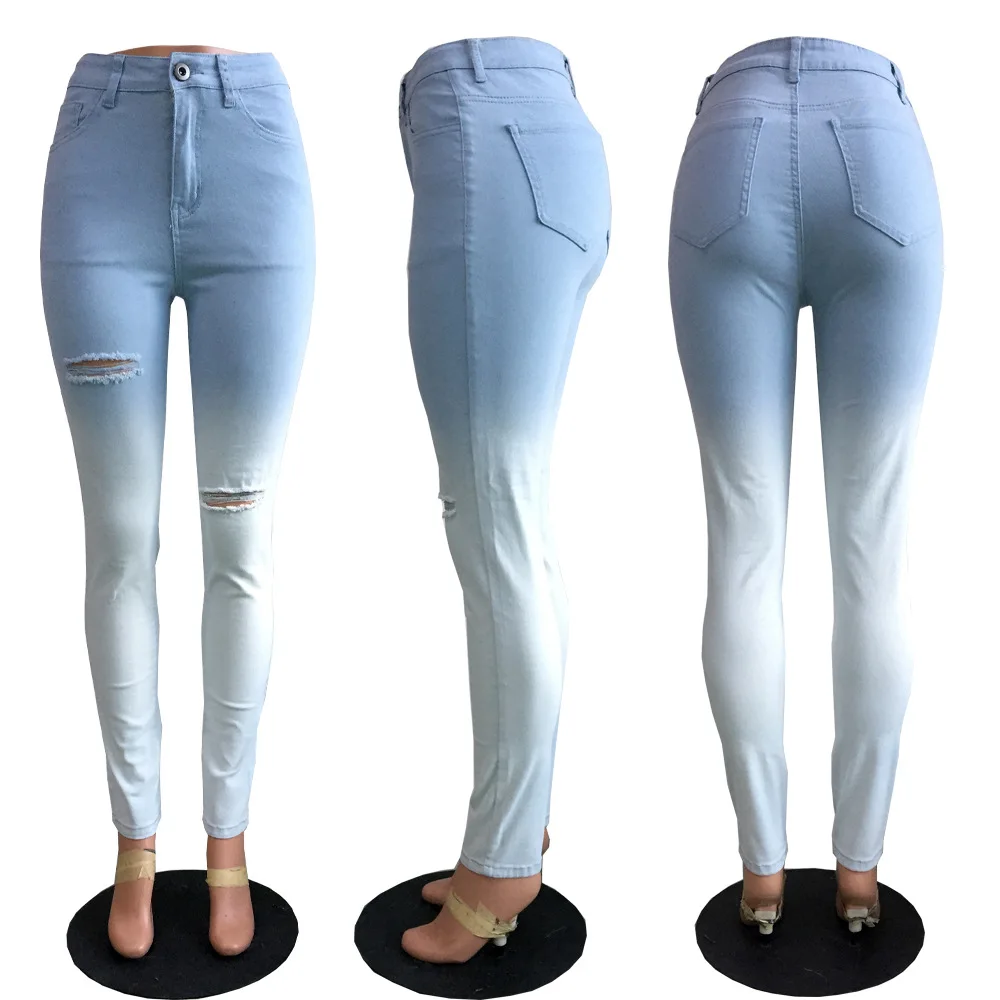 

Hiphop style zipper fly straight Denim plain jeans for women