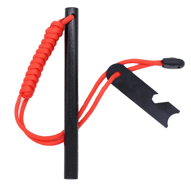 

6inch Long Survival Lighter Flint Stone Spark Starter Fire Magnesium Stick with Paracord, Customizable