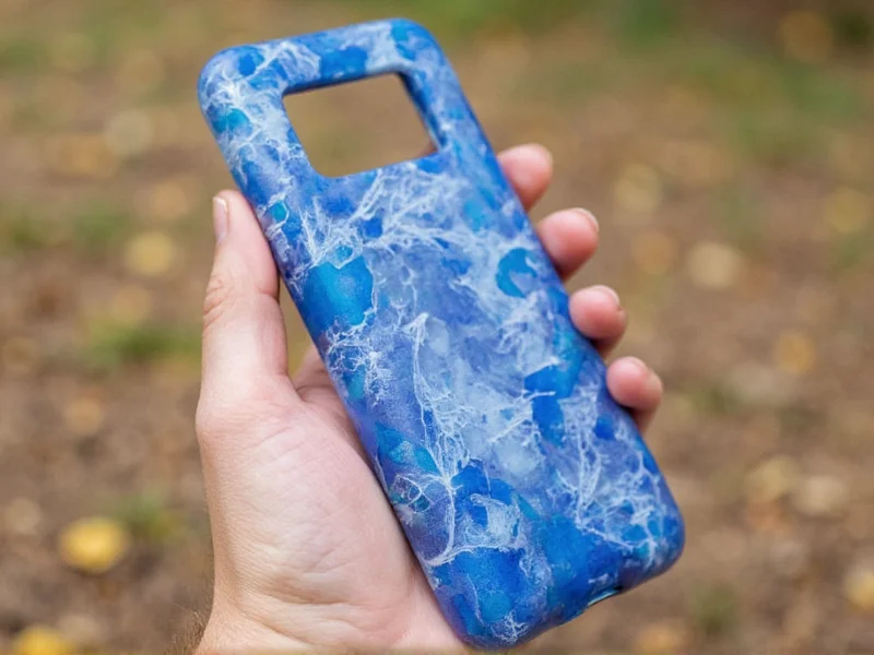 Handcrafted phone case made from recycled plastic bottle