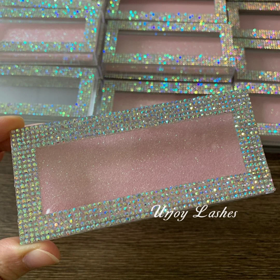 

Custom Glitter Rhinestone Lashes Box 3D 5D 25mm Mink Eyelashes Case, Natural black