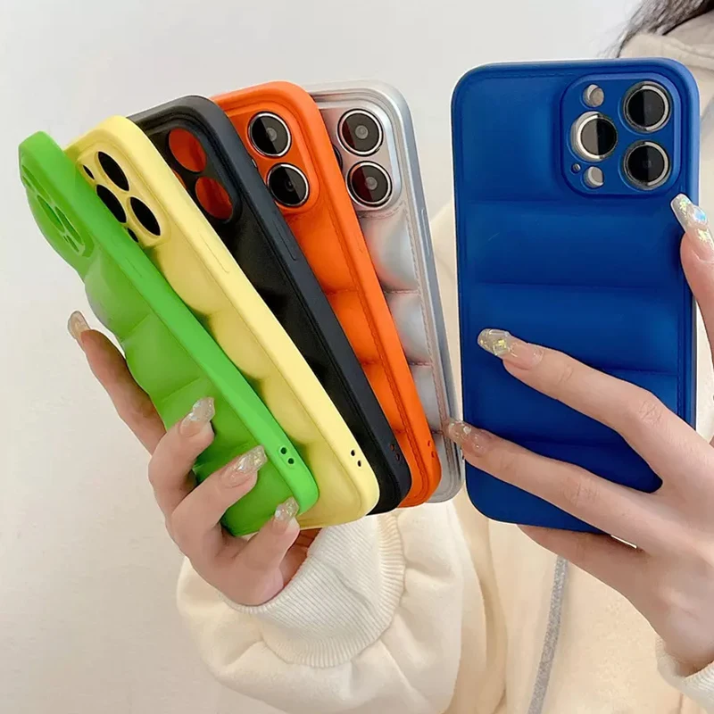 

Hot selling mobile phone bags cases soft puffer down jacket coat mobile phone cases shockproof for iphone 14 13 12 11 10 9