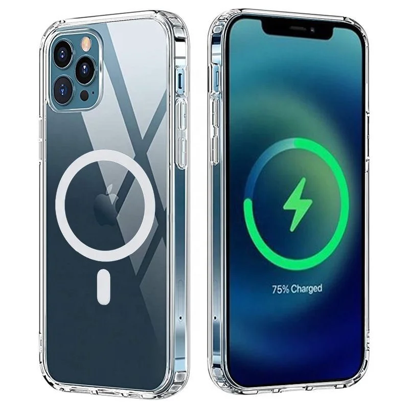 

Hot For iPhone 12 Pro Max Cover Cell Mobile Clear for magsafe Charger Magnetic Transparent Phone Case