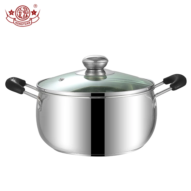 

KItchen double handle metal stainless steel kitchen ware stock pots