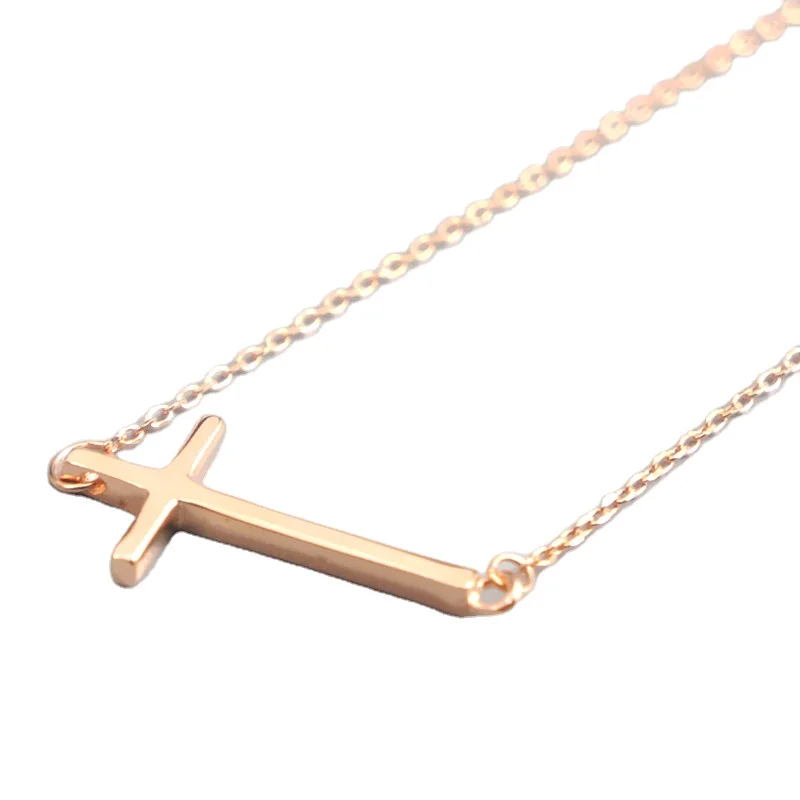 

Hot Selling 925 Sterling Silver Initial Necklace Sideway Cross Pendant Necklace Simple Gold Plating Necklace Jewelry For Women