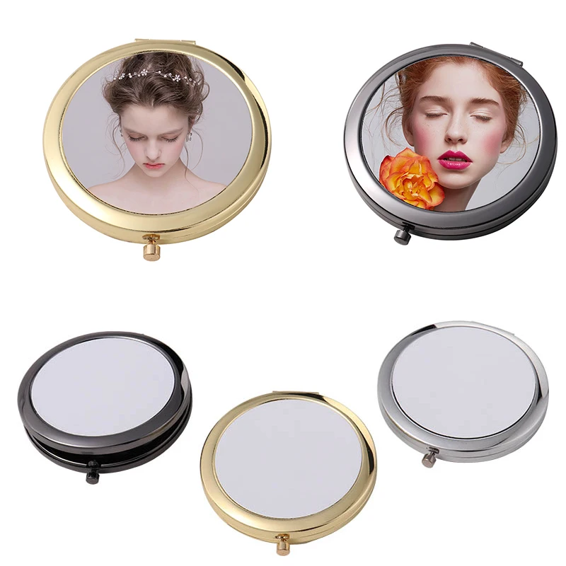 

Travel Pocket Mirror Cosmetic Pocket Mirror l Sublimation Metal Compact Mirror