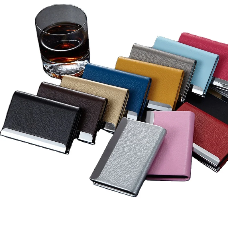 

OEM Logo unique gift PU Leather Business Name Card Holder for Corporate Gift