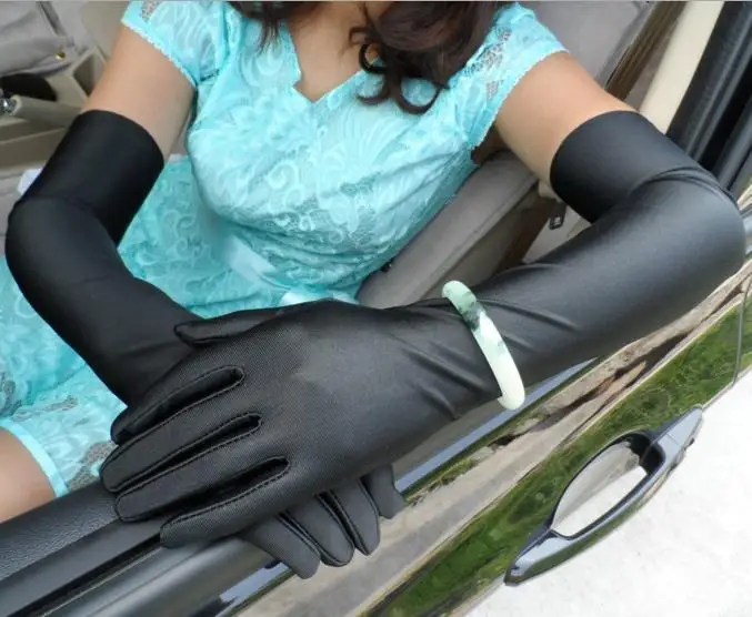 

B45 Spandex High-Elastic Gloves Women Uv Protection Bridal Gloves Full Finger Long Gloves For Wedding and Driving, 5 colors