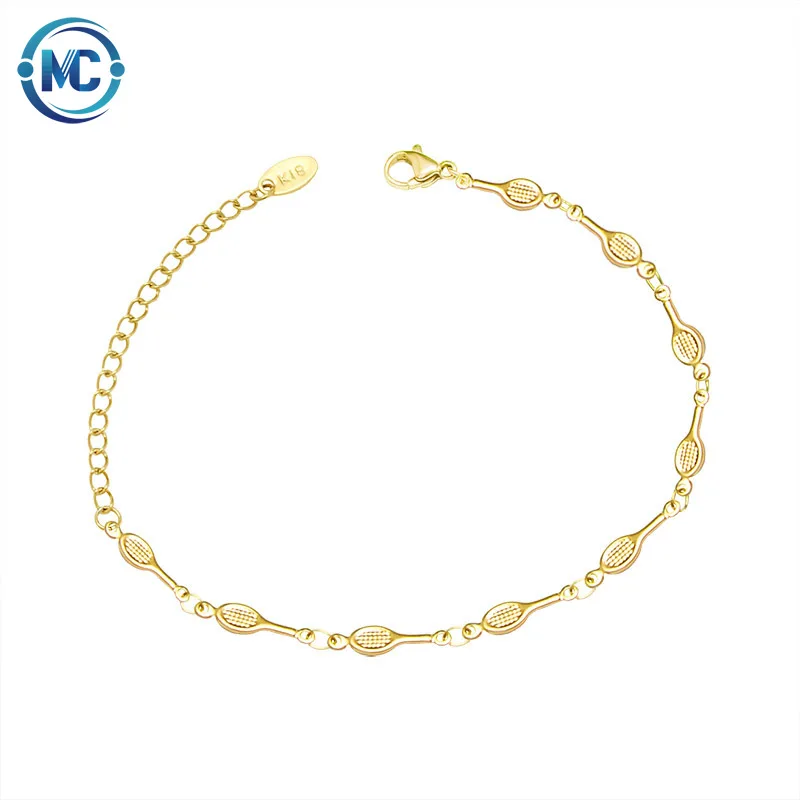 

2021Charm Small Spoon Tennis Racket Chain Bracelets Stainless Steel Anklet Bracelet Jewelry 18K Real Gold Plated Bracelets Women, Gold,rose gold,silver