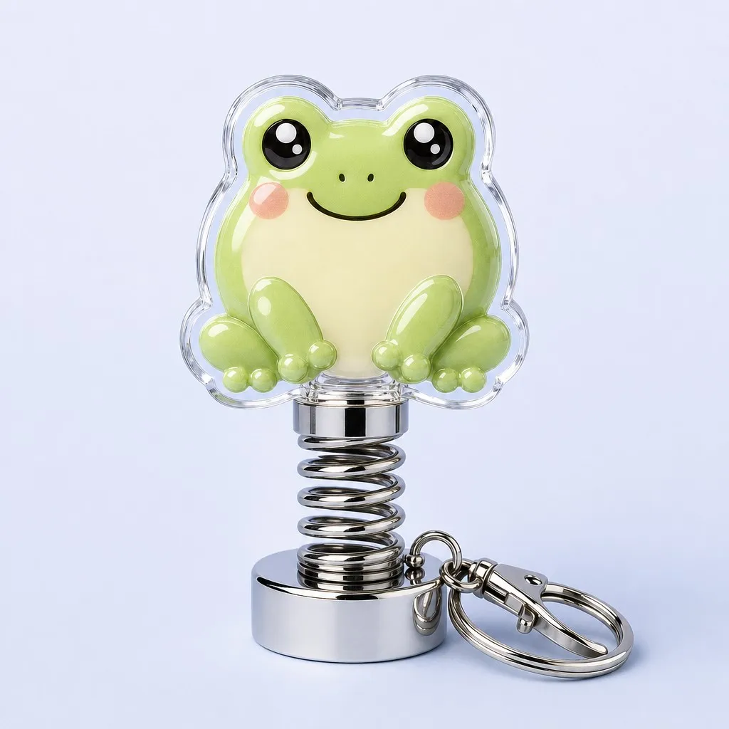 Matcha Kawaii Tree Frog Spring Bobblehead Keychain