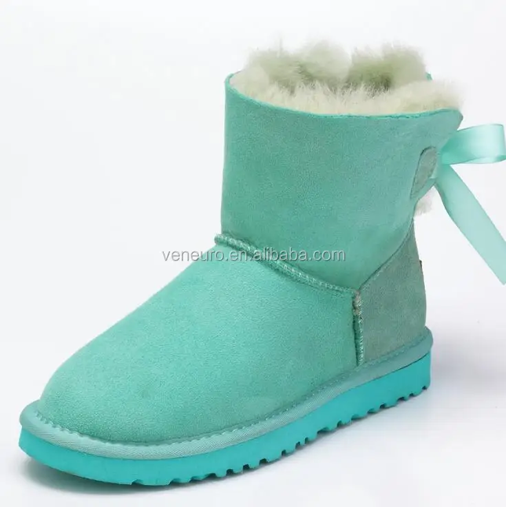 

Fashion Women Lamb Leather Fur Boots Winter Women Snow 1 bows Boots Sheep Wool Fur Boots Women, Customized color