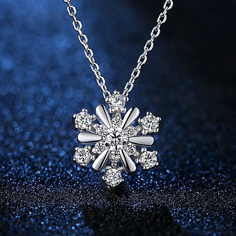

Small Fresh Female Fashion Japanese and Korean Version Pendant Temperament Snowflake Inlaid Zircon Necklace Clavicle Chain, Customized color