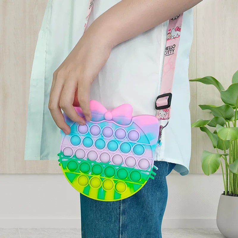 

mini cartoon kids Shoulder Bag 2021 Fashion small Silicone pop it fidget toy cartoon purse for little girls