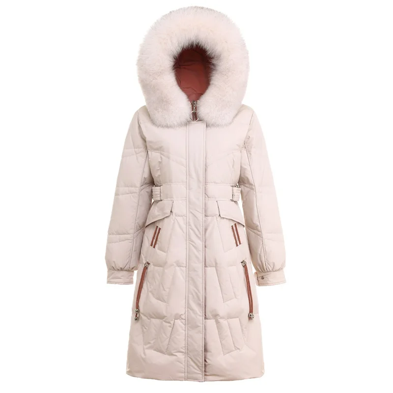

Wholesale Women Winter Fur Collar Women's Winter Jacket Mid-Length Warm Down Coat