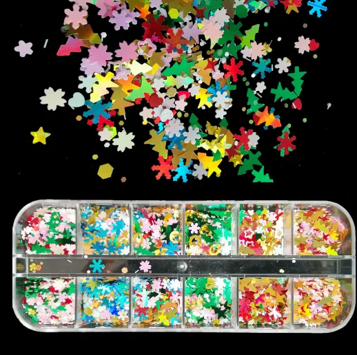 

Hot Selling Christmas Snow Sequins Nail Glitters Christmas nail art, Colorful