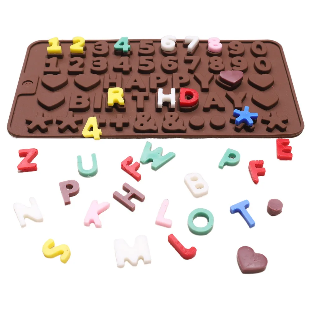 

Creative Cake Decorating Tools Silicone Chocolate Mold Letter And Number Fondant Molds Cookies Bakeware Tools, Brown