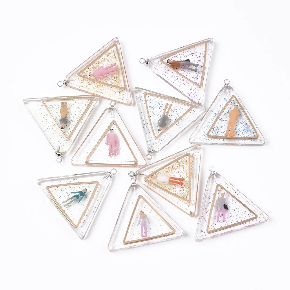 

PandaHall Triangle Glitter Powder Transparent Epoxy Resin Pendants