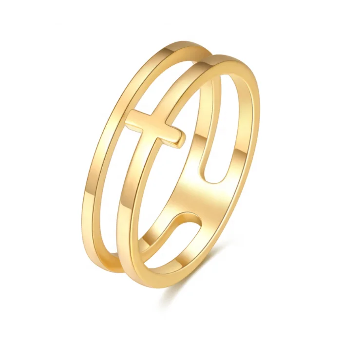 

Wholesale Stainless Steel Fashion Rings Jewelry Women Cross Gold Ring