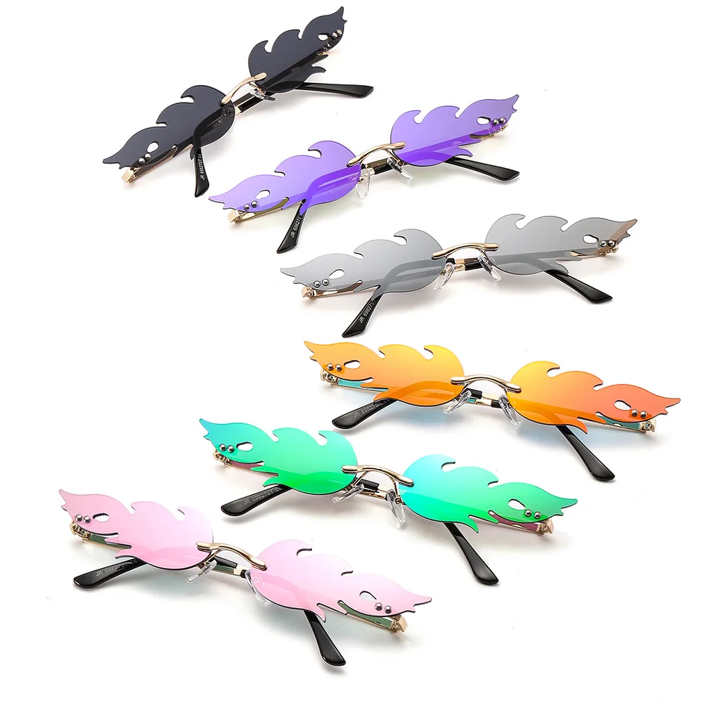 

European Style Flame Eyewear Color Prom Sun Glasses Custom Logo Reflective Fire Sunglasses For Women Men